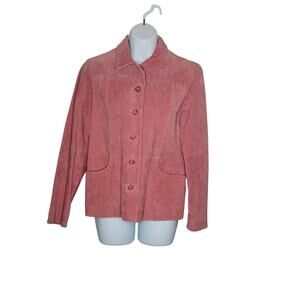 Relativity Vintage Button Up Suede Jacket in Salmon Sz M